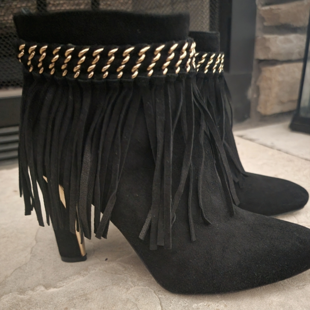 Sturt Weitzman Fringe Booties worn once